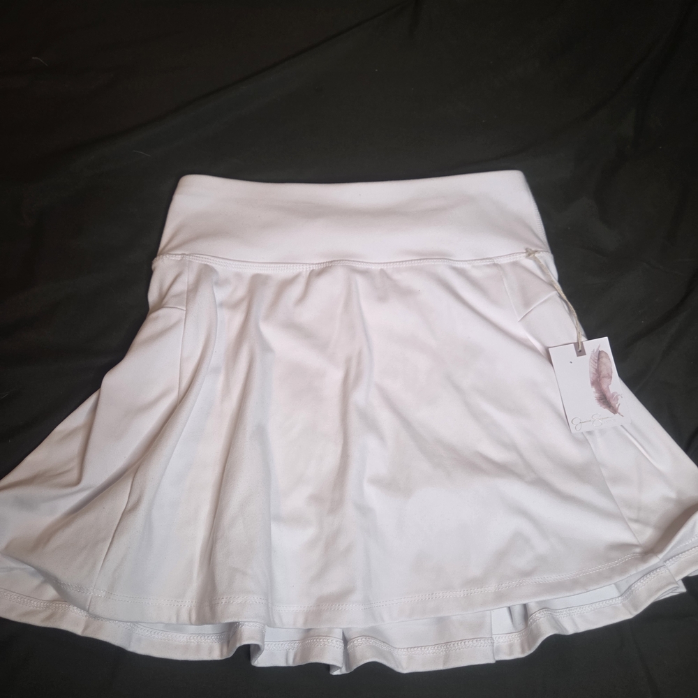New Jessica Simpson active golf tennis skirt white pleated Skort medium